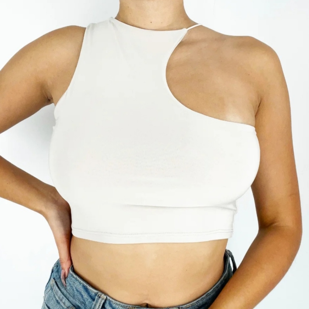 Venezia Geometric Crop Top (off white)